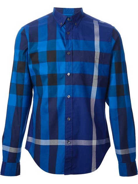 burberry dress shirt blue|burberry check shirt blue.